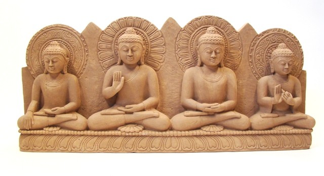 Buddha-Relief, Sandstein 75 cm