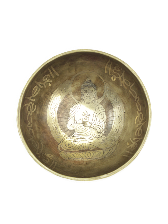 Klangschale Dharmachakra Buddha Handarbeit